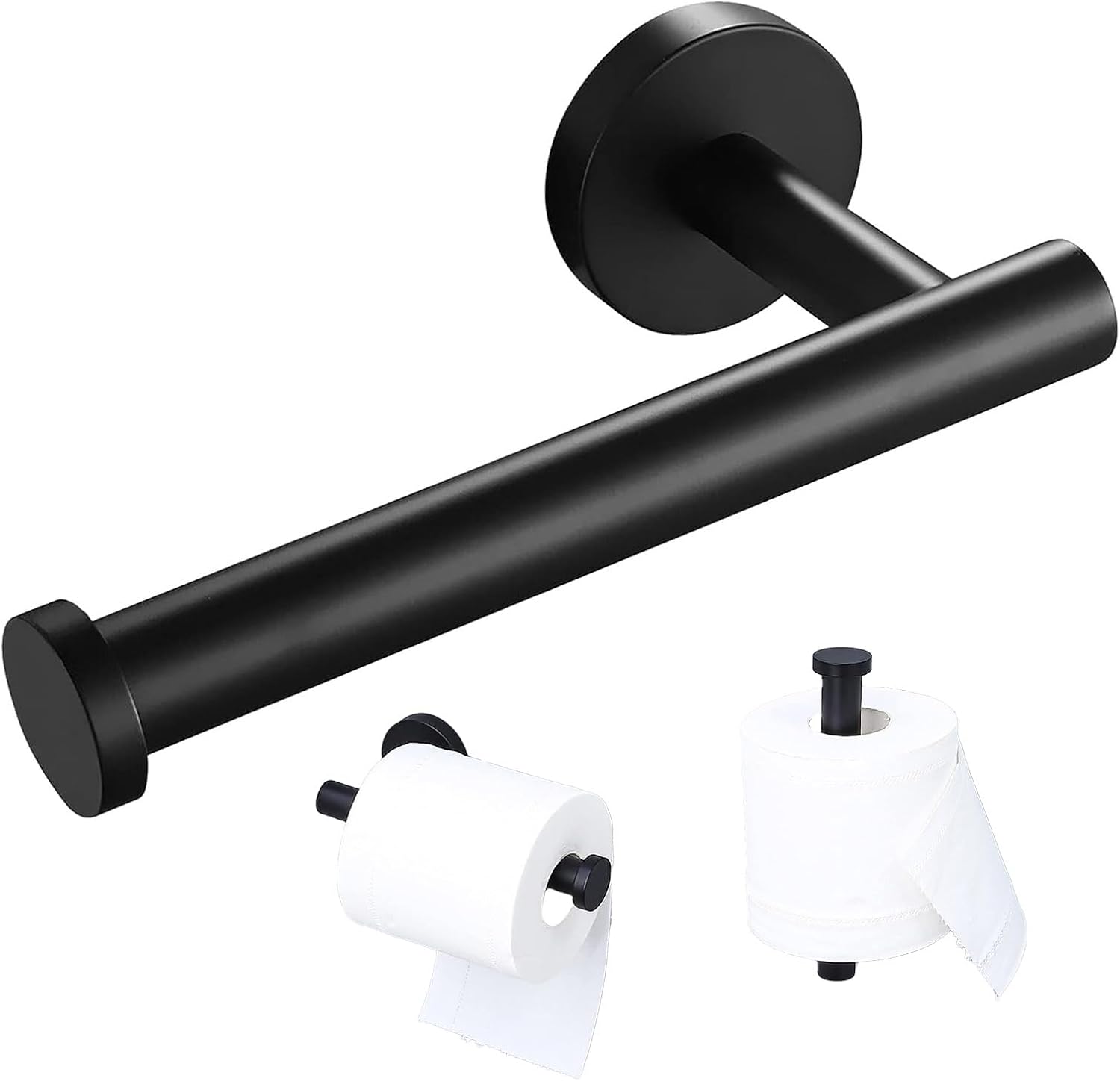 Matte Black Toilet Paper Holder Wall Mount Sturdy Stainless Steel