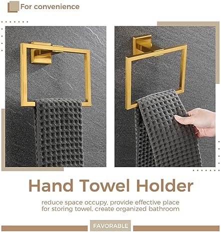 Aomasi Hand Towel Ring - Brushed Gold Stainless Steel