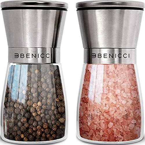 Benicci Salt and Pepper Grinder Set of 2 - Adjustable Coarseness