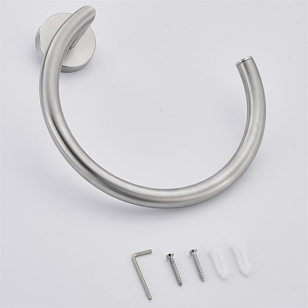 LSLANSOON Brushed Silver Stainless Steel Towel Ring