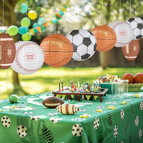 UNIQOOO 8Pcs Sports Paper Lanterns Party Decoration Set