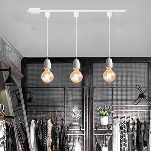 3-Pack H Track Lighting White E26 Ceramic Base Pendant Fixtures