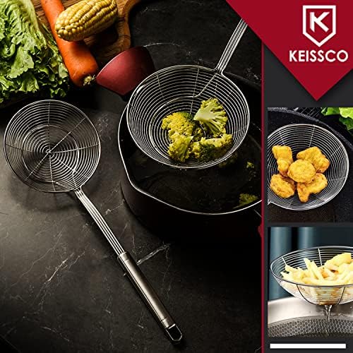 KEISSCO Stainless Steel Skimmer Set of 3 for Frying and Cooking