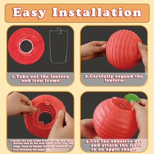 Renbuzhu 15Pcs Apple-Shaped Paper Lanterns Classroom Decor