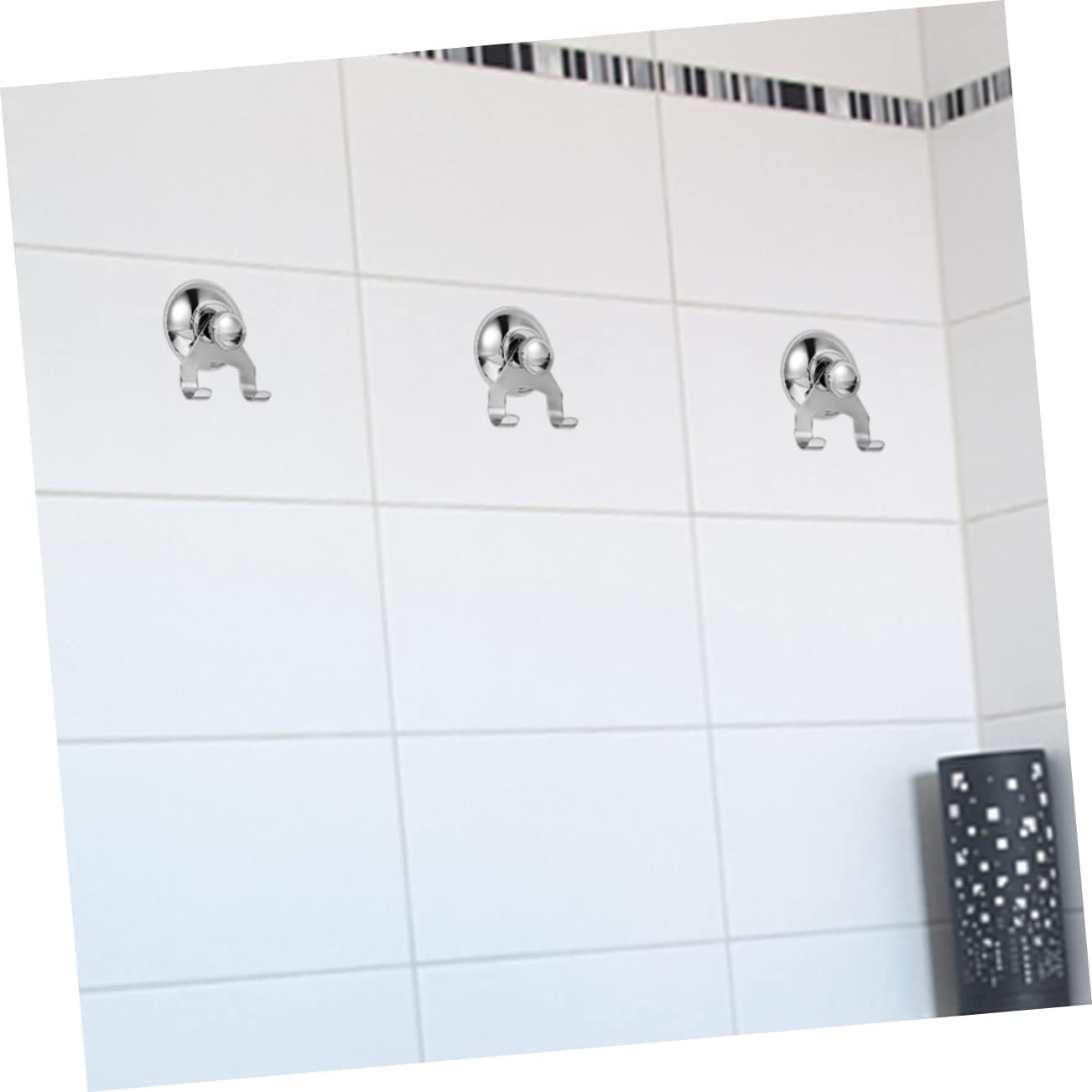 Parliky Stainless Steel Suction Cup Shower Hooks Bathroom Organizer
