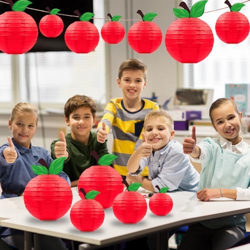 Renbuzhu 15Pcs Apple-Shaped Paper Lanterns Classroom Decor