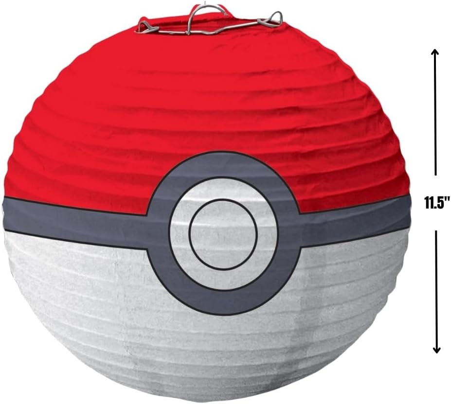 Amscan Pokemon Ball Paper Party Lanterns - 95 H Red White Pack of 3