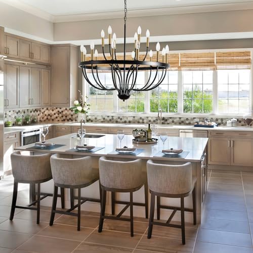 Modern Farmhouse 18 Light Chandelier Black Gold