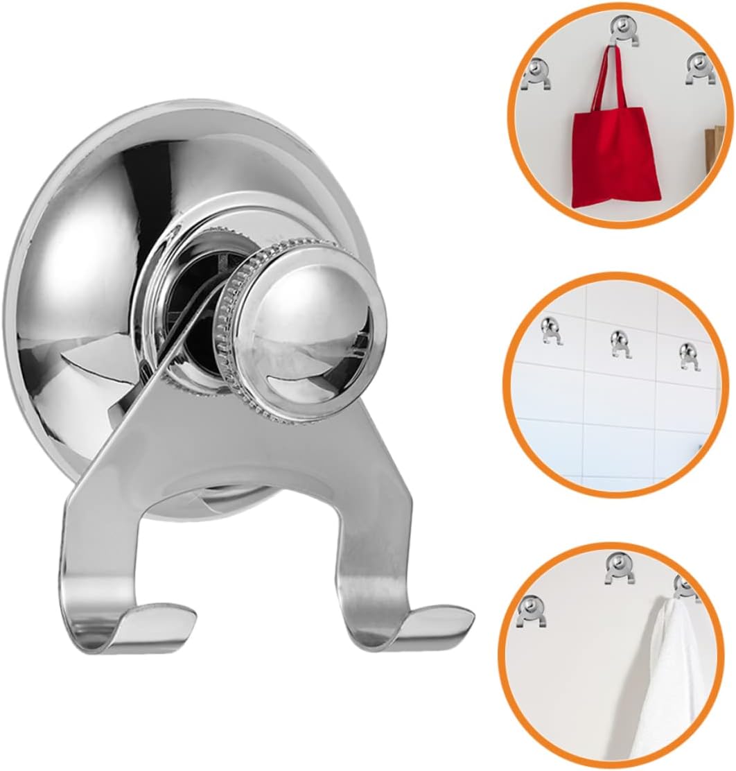 Parliky Stainless Steel Suction Cup Shower Hooks Bathroom Organizer