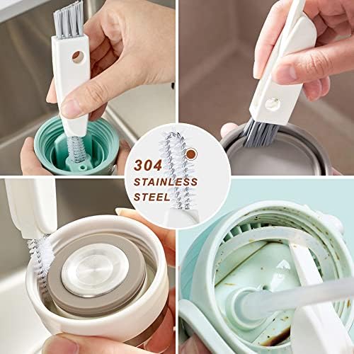 Bottle Cleaning Brush Set 3pcs - Long Handle Silicone Thermos Lid Brushes