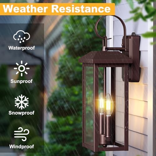 Brilvibera 2-Light Bronze Wall Light with Dusk to Dawn Sensor