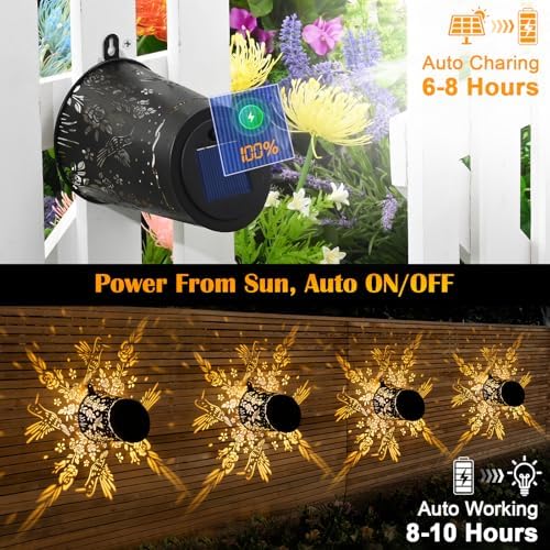 Likiyol 2 Pack Solar Fence Lights Warm White