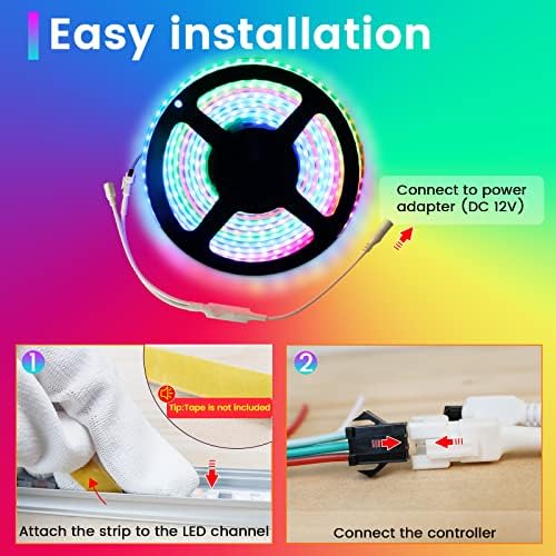 Muzata Waterproof LED Strip Light 164FT 96LEDsm Black Channel System
