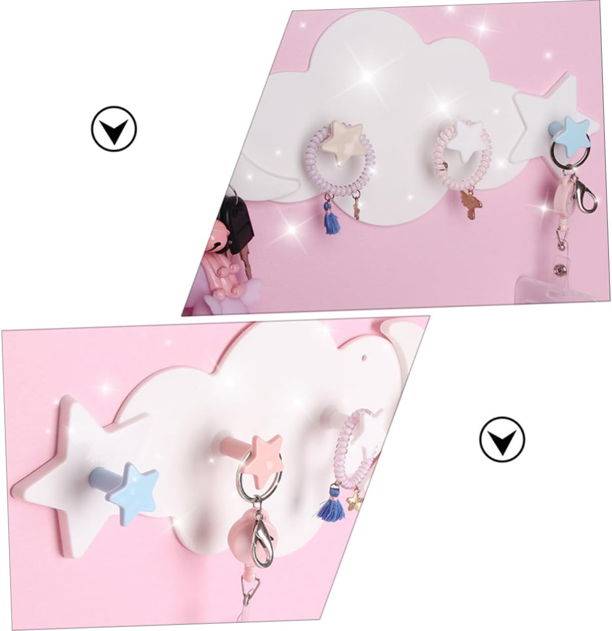 Healifty Adhesive Wall Hooks 2pcs Cloud Moon Star Design