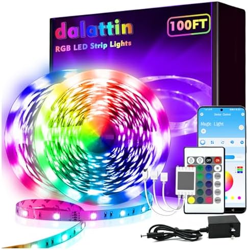 Dalattin 100ft LED Strip Lights 2 Rolls 50ft RGB Music Sync