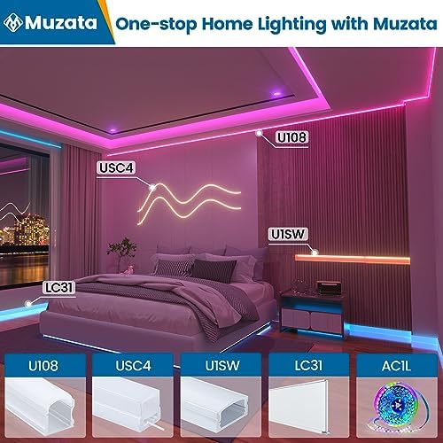 Muzata Waterproof LED Strip Light 164FT 96LEDsm Black Channel System