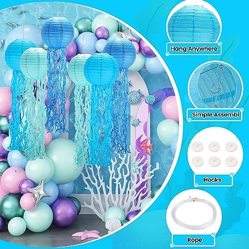 GAILROSO Jellyfish Paper Lanterns 6Pack Blue 8Inch 1