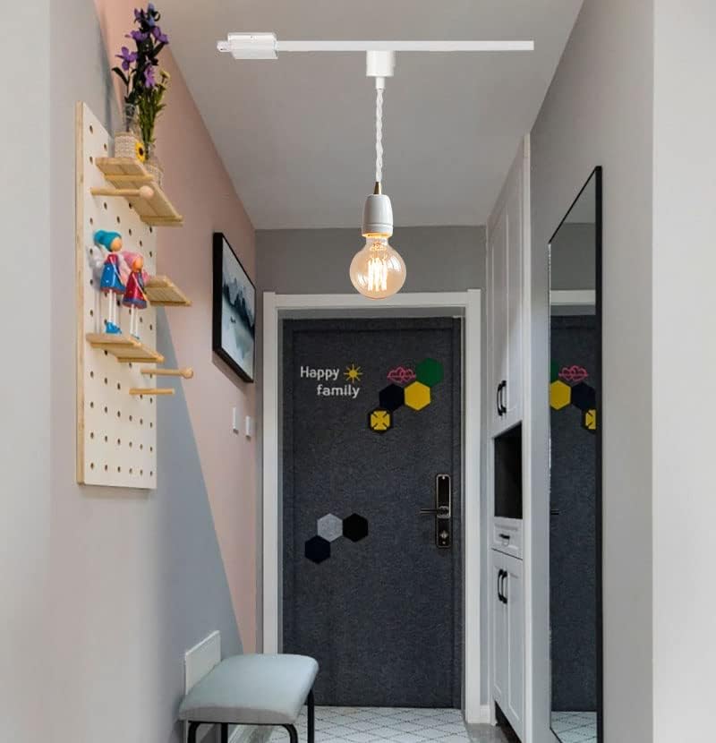 3-Pack H Track Lighting White E26 Ceramic Base Pendant Fixtures