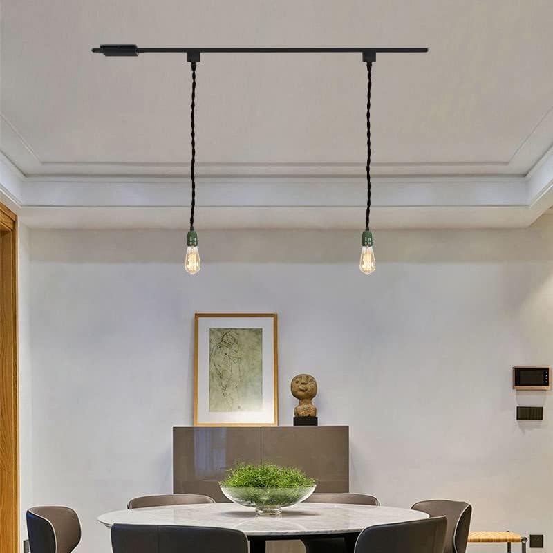 3-Lights H Track Pendant Light Green Ceramic Base