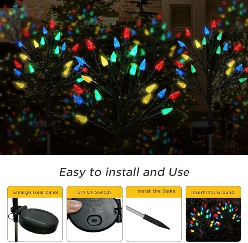 BeHiller Solar Strawberry Tree Lights 2PACK 40LED Outdoor Decor