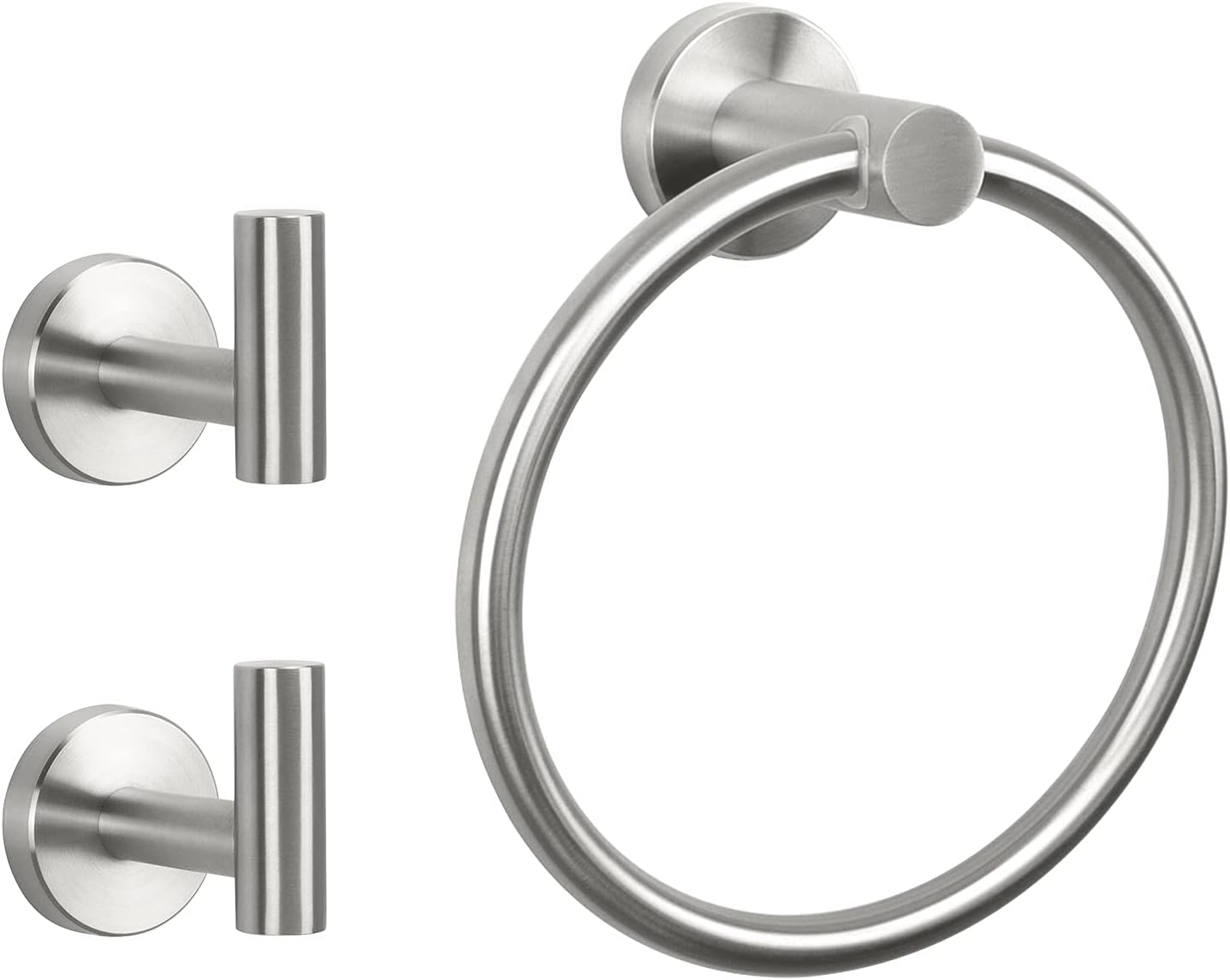 NearMoon 3-Piece Bathroom Hardware Set - Brushed Nickel Towel Ring Hooks
