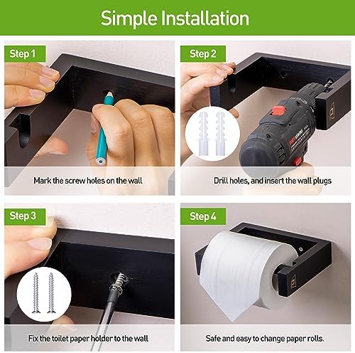 PYINRUOLI Bamboo Toilet Paper Holder Black