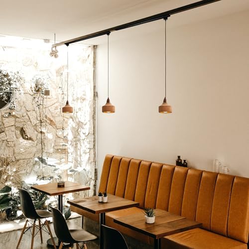 Kiven L Style 2-Wire Track Pendant Light with Brown Ceramic Globe
