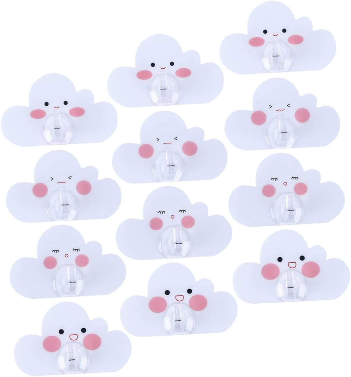 12pcs Cloud Shape Adhesive Wall Hooks for Coats Towels