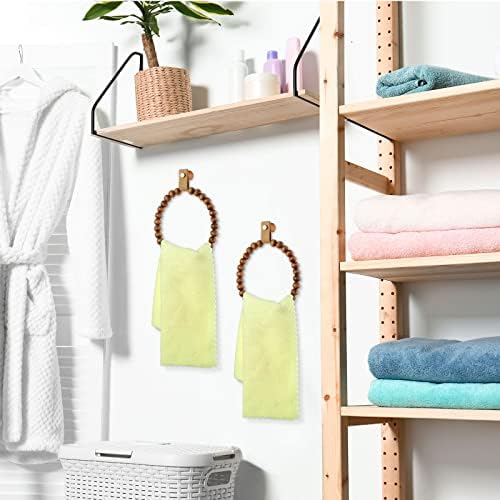 Vesici 2 Pcs Boho Towel Rack Wood Design