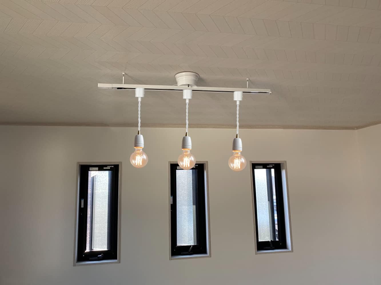 3-Pack H Track Lighting White E26 Ceramic Base Pendant Fixtures