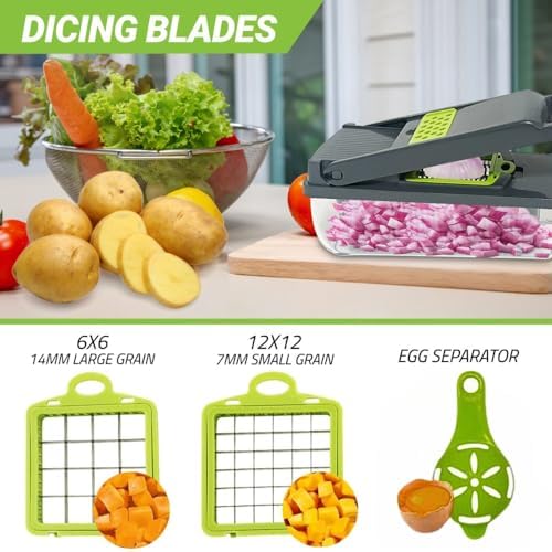 Quick Sync 16-in-1 Vegetable Chopper with 8 Blades and Safety Gloves