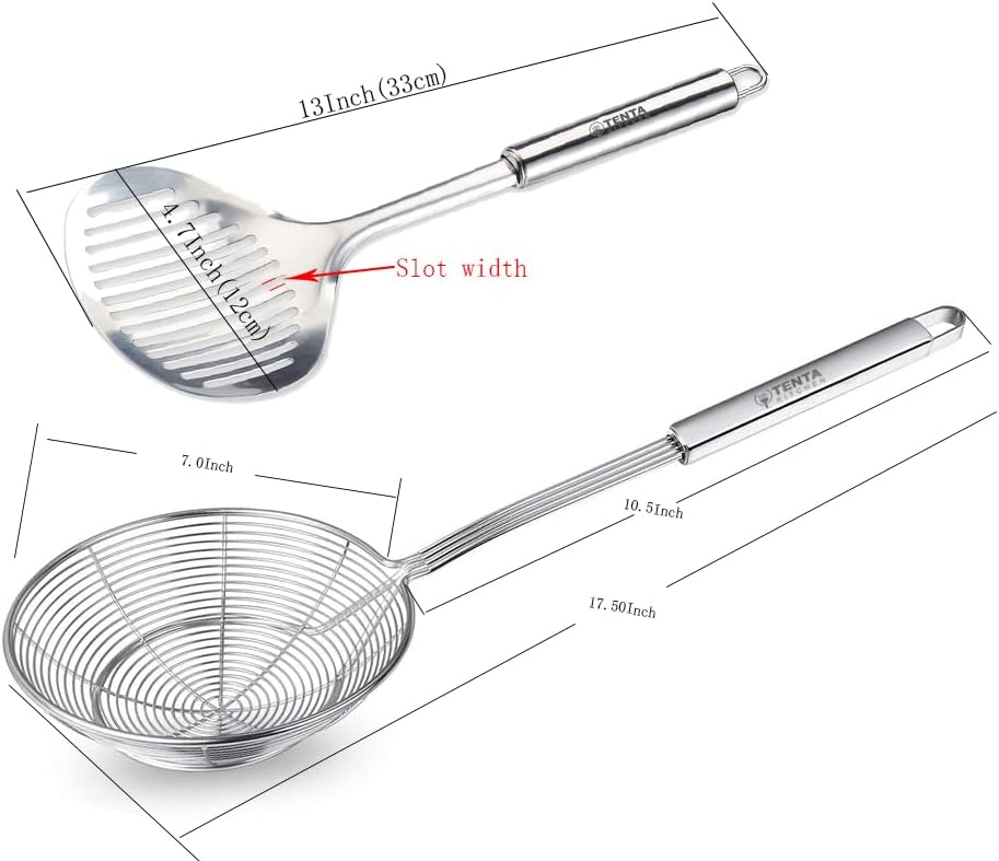 TENTA Kitchen 2pc Skimmer Ladle with Wire Strainer