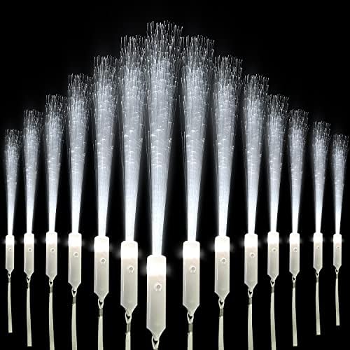 15 PCS White Fiber Optic LED Glow Sticks Party Favors