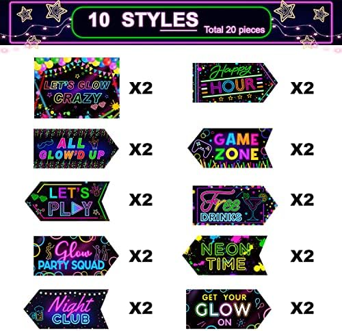 Gueevin 20 Pcs Glow in The Dark Party Decor Signs