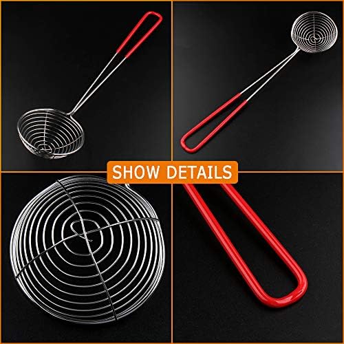 Heqishun 8-Piece Stainless Steel Skimmer Colander with Long Handle