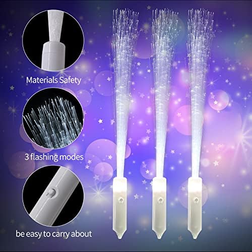 15 PCS White Fiber Optic LED Glow Sticks Party Favors