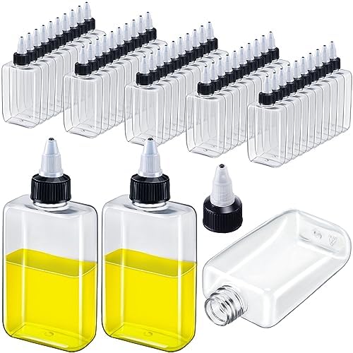 Yaomiao 50 Pcs 34 Oz Clear Oil Squeeze Bottles with Twist Top
