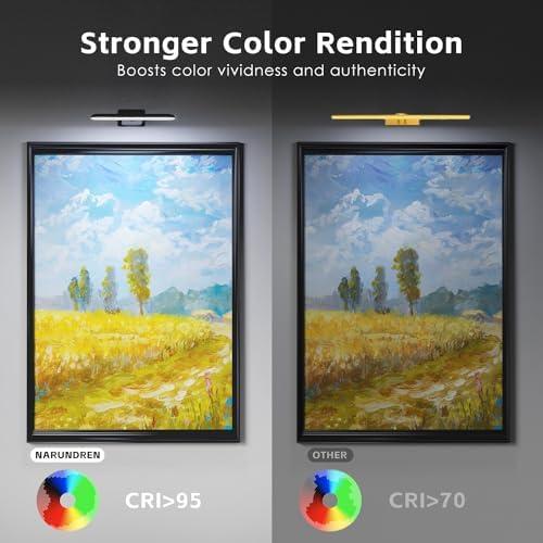 NARUNDREN 2 Pack Rechargeable Picture Lights for Wall with Remote Control