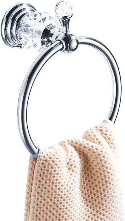 WOLIBEER Chrome Towel Ring with Crystal Balls