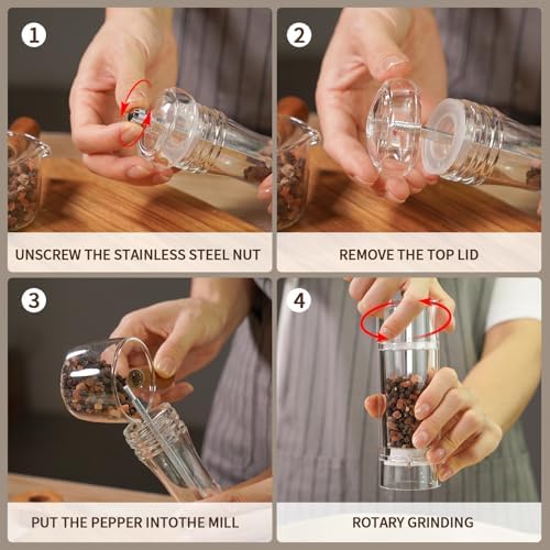 Ununpentium Acrylic Pepper Mill and Salt Shaker - Adjustable Coarseness 85 Inches Tall