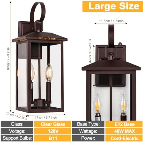 Brilvibera 2-Light Bronze Wall Light with Dusk to Dawn Sensor
