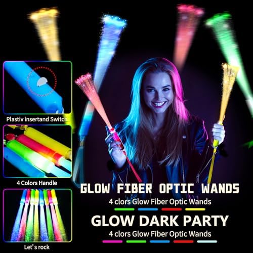 OceanWings 16 PC Fiber Optic LED Light Up Wands