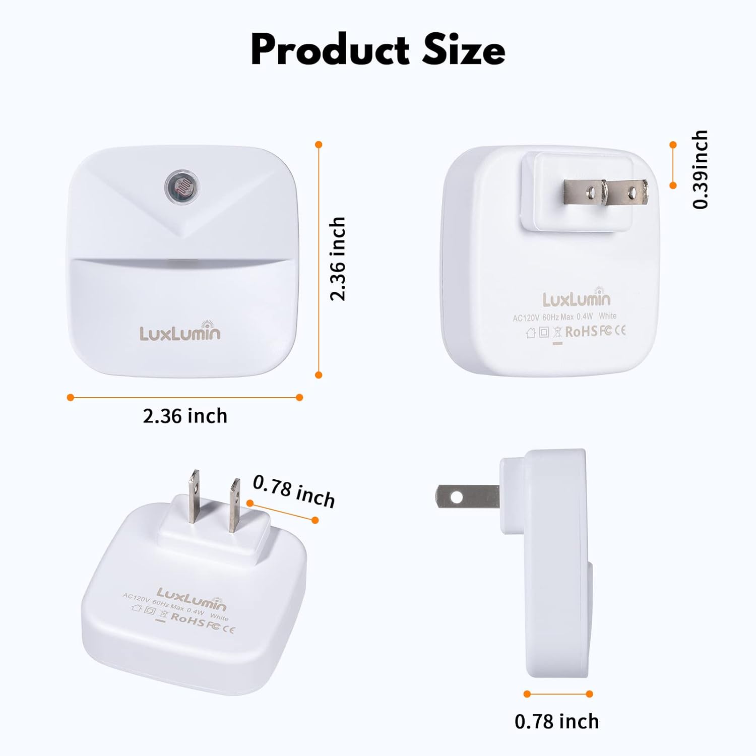 LuxLumin LED Night Lights with Dusk-to-Dawn Sensor 6 Packs