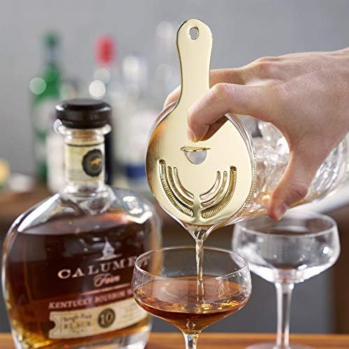 Viski Hawthorne Bar Strainer - Gold Plated Stainless Steel with Handles