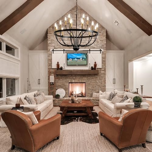 Modern Farmhouse 18 Light Chandelier Black Gold