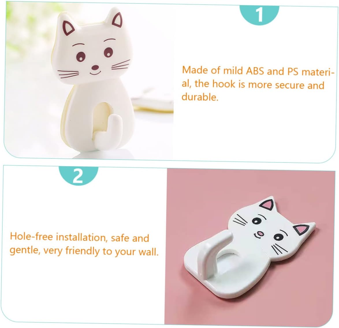 Amosfun 9PCS Adorable Cat Shaped Wall Hooks for Bathroom Storage