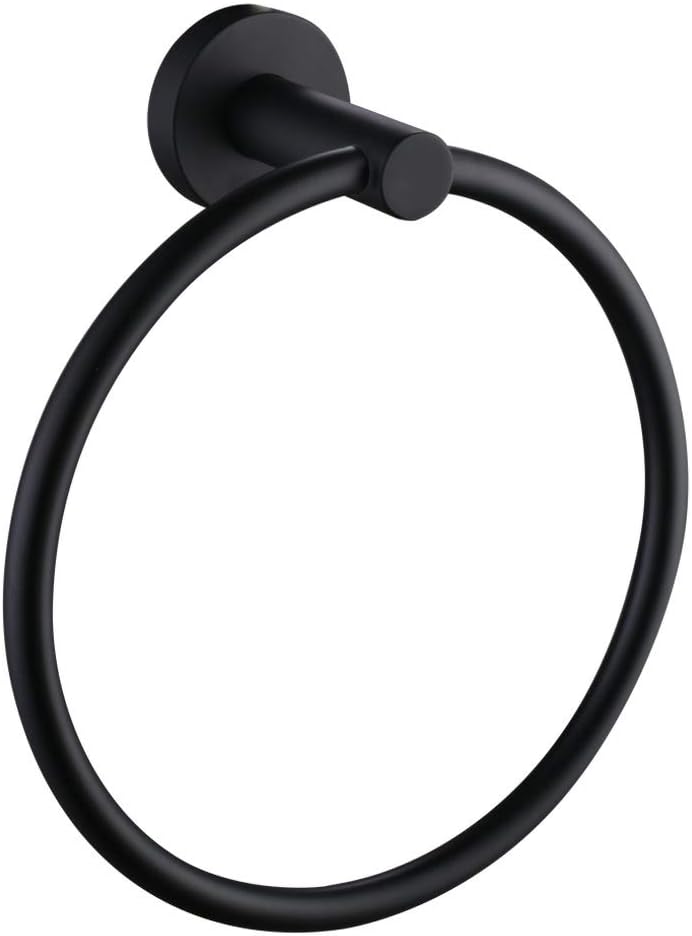 Aomasi Matte Black Towel Ring Durable Stainless Steel Swivel Bath Towel Holder