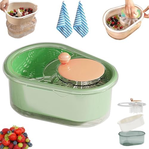Fruit Cleaner Spinner with Brush and Colander