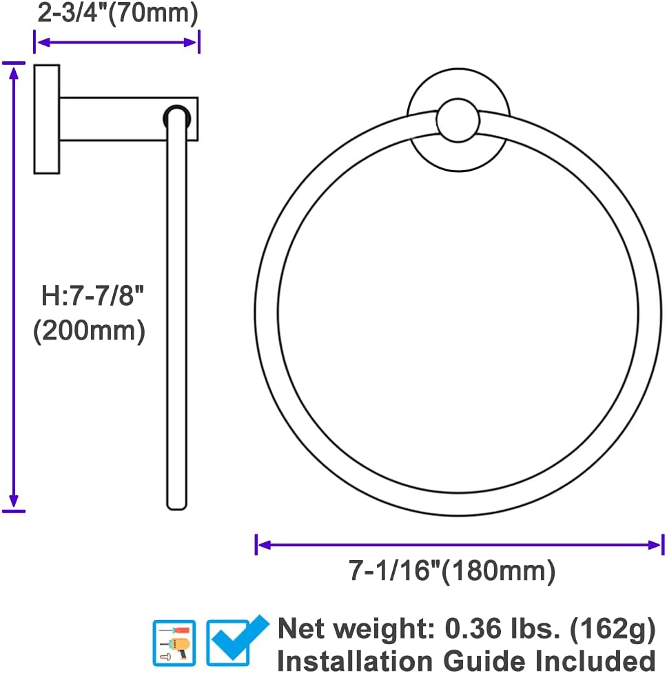 Angle Simple Chrome Towel Ring - Stylish and Durable