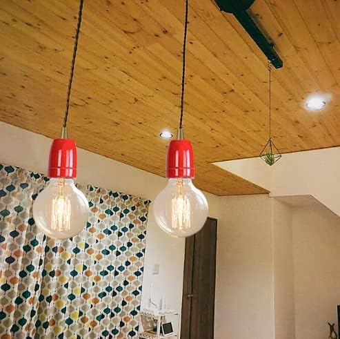 KAYYELAMP Red E26 Ceramic Base Mini Pendant Light Fixture Set of Three